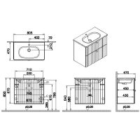 Тумба с раковиной Vitra Root Groove 80 69436 подвесная Белая матовая — фото 3, Тумбы с раковиной