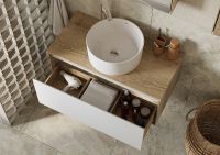 Тумба под раковину Aquaton Либерти 90 1A279901LYC70 подвесная Дуб эльвезия Белая — фото 23, Тумбы под раковину