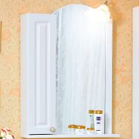 Зеркало со шкафом Бриклаер Анна 60 L 4627125411366 с подсветкой Белое глянцевое — фото 1, Мебель для ванной