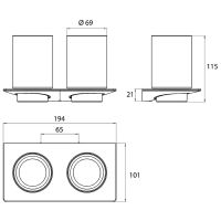 Стакан для зубных щеток Emco Art 1625 001 00 двойной Хром — фото 5, Мыльницы