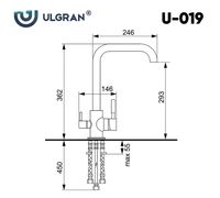 Смеситель для кухни Ulgran Classic U-019-344 Ультра-черный — фото 5, Смесители