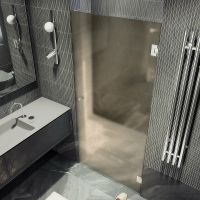 Душевая дверь Maybah Glass MGD-516-4 705x1950 на петлях Хром глянцевый стекло бронзовое матовое — фото 3, Душевые двери в нишу