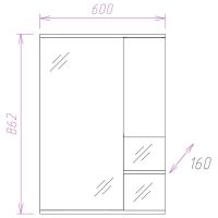 Зеркало со шкафом Onika Элита 60.01 R 206024 с подсветкой Штрокс коричневый Белый — фото 3, Зеркальные шкафы в ванную