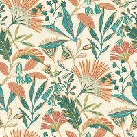 Обои Grandeco Ciara A 63801 Винил на флизелине (0,53*10,05) Бежевый/Зеленый/Оранжевый, Листья/Цветы — фото 1, Обои для стен