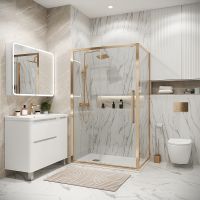 Душевой уголок Grossman Cosmo 100х80 120.K33.02.1080.32.00 профиль Золото сатин стекло прозрачное — фото 1, Прямоугольные душевые уголки