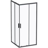 Комплект душевого уголка с душевой системой и аксессуарами AM.PM Gem S 90x90 WK93EP профиль Черный матовый стекло прозрачное — фото 6, Душевые уголки