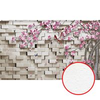 Товар: Фреска Ortograf 3D 33125 Фактура бархат FX Флизелин (4,5*2,7) Белый/Розовый, Кирпич/Деревья/Цветы - фото 1 Фреска Ortograf 3D 33125 Фактура бархат FX Флизелин (4,5*2,7) Белый/Розовый, Кирпич/Деревья/Цветы — фото 1, Фрески