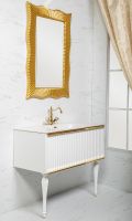 Тумба под раковину Boheme Armadi Art Vallessi Avantgarde Canale 100 843-100-WG подвесная Белая Золото — фото 3, Мебель для ванной