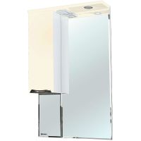 Зеркало со шкафом Bellezza Альфа 65 L 4618810002075 с подсветкой Белое Бежевое — фото 1, Зеркальные шкафы в ванную