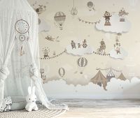 Фреска детская Ortograf Little Friends 34407 Фактура флок FLK Флизелин (4,4*3) Бежевый, Животные/Мультимедия — фото 3, Фрески