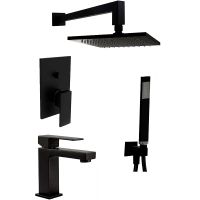 Комплект смесителей Paffoni Elle KITEL015NO071 Черный матовый — фото 1, Готовые комплекты для ванной комнаты