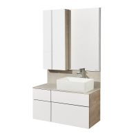 Товар: Тумба под раковину Aquaton Мишель 100 1A244101MIX40 подвесная Дуб эндгрейн Белая - фото 11 Тумба под раковину Aquaton Мишель 100 1A244101MIX40 подвесная Дуб эндгрейн Белая — фото 11, Мебель для ванной