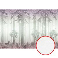 Фреска Ortograf Flora 31003 Фактура бархат FX Флизелин (4*2,7) Зеленый/Розовый/Серый, Деревья/Животные — фото 1, Фрески