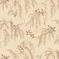 Обои LOYMINA Шелковый путь SLK5 012 Флизелин (1*10,05) Бежевый, Птицы/Листья — фото 1, Обои для стен