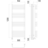 Водяной полотенцесушитель Terminus Стандарт П22 500x1200 4670078529817 Хром, нижнее подключение, G 1/2" ВР, с угловым соединением — фото 4, Водяные полотенцесушители