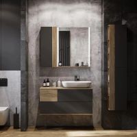 Тумба с раковиной Aquaton Терра 105 1A2469K2TEKA0 подвесная Дуб кантри Антрацит — фото 5, Тумбы с раковиной