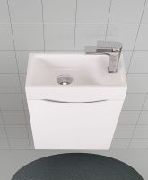 Тумба под раковину Art&Max Liberty-500-1D-SO-BL-R подвесная Белый глянец — фото 5, Мебель для ванной