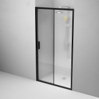 Душевая дверь AM.PM Gem Solo 110 профиль Черный матовый стекло матовое-прозрачное арт-W90G-110-1-195BM — фото 4, Раздвижные душевые двери