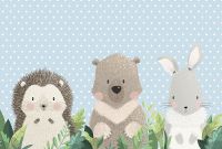 Фреска детская Ortograf Для самых маленьких 33702 Фактура флок FLK Флизелин (4*2,7) Голубой, Животные/Горох — фото 2, Фрески