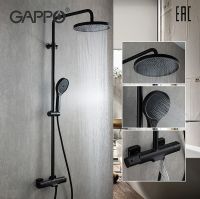 Душевая система Gappo G2495-76 с термостатом Черная матовая — фото 1, Душевые стойки