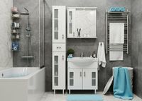 Зеркало со шкафом Onika Кристалл 67.02 206705 с подсветкой Белое — фото 5, Зеркальные шкафы в ванную