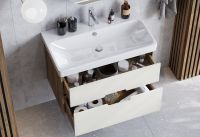 Тумба с раковиной Aquaton Оливия 80 1A2831K0OLVG0 подвесная Бежевый Дуб веллингтон — фото 9, Тумбы с раковиной