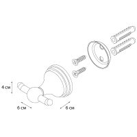 Двойной крючок Grampus Laguna GR-7805 Хром — фото 2, Крючки для полотенец