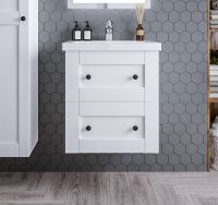 Тумба под раковину Бриклаер Хелена 60 4627125416408 подвесная Рамочный белый — фото 2, Мебель для ванной