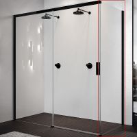 Душевая стенка Novellini Opera 90 R OPEFH89D-1H профиль Черный матовый стекло прозрачное — фото 1, Боковые стенки