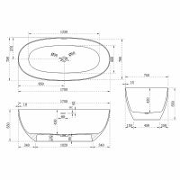 Ванна из искусственного камня Vincea 170x75 VBT-6S01MW Белая матовая без гидромассажа — фото 5, Ванны