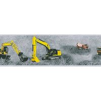 Бордюр детский AS Creation Little Stars 35871-1 Винил на флизелине (0,17*5) Серый/Желтый, Автомобиль — фото 1, Обои для стен