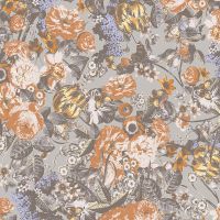 Обои LOYMINA La Belle Epoque BQ1 012 Винил на флизелине (1*10,05) Оранжевый/Серый, Цветы/Бабочки — фото 1, Обои для стен