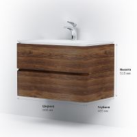 Тумба под раковину AM.PM Sensation 80 M30FHX0802NF подвесная Орех — фото 10, Тумбы под раковину