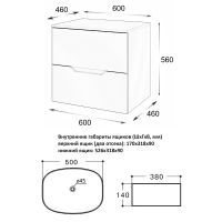 Тумба с раковиной Orange Line 60 Li-60TuLMDF+B08-500W подвесная Латте матовый — фото 8, Мебель для ванной