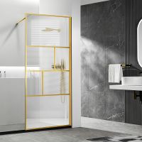 Душевая перегородка Vincea Walk-In 120 VSW-1HC120CFBG профиль Брашированное золото стекло прозрачное/рифленое — фото 1, Душевые перегородки