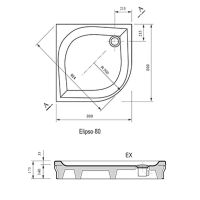 Акриловый поддон для душа Ravak Galaxy Elipso EX 80х80 A224401310 Белый — фото 2, Акриловые душевые поддоны