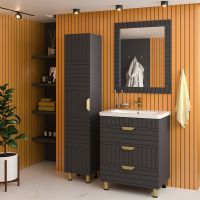 Товар: Шкаф пенал Brevita Gloster 35 L GLOS-05035-48-2Л Графит матовый - фото 5 Шкаф пенал Brevita Gloster 35 L GLOS-05035-48-2Л Графит матовый — фото 5, Мебель для ванной