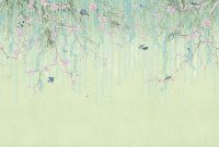 Фреска Ortograf Chinoiserie 33937 Фактура флок FLK Флизелин (4*2,7) Зеленый/Бирюзовый, Цветы/Птицы — фото 2, Фрески