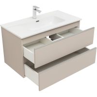 Тумба под раковину Aquanet Вега 90 329586 подвесная Бежевая — фото 7, Тумбы под раковину