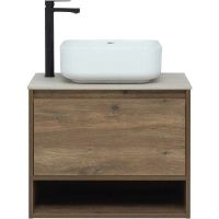 Тумба с раковиной STWORKI Карлстад 60 425188 подвесная Дуб рустикальный — фото 1, Тумбы с раковиной