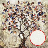 Фреска Ortograf Цветы 33320 Фактура флок FLK Флизелин (2,7*2,7) Коричневый/Разноцветный, Деревья/Листья/Абстракция — фото 1, Фрески