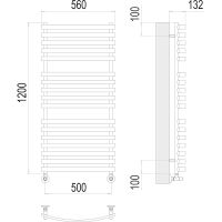 Водяной полотенцесушитель Terminus Капри П17 500х1200 4670078530653 Хром, нижнее подключение, G 1/2" ВР, с комплектом вентилей — фото 4, Водяные полотенцесушители