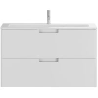 Тумба с раковиной Creto Bravo 100 22-BrW100 подвесная Белая глянцевая — фото 1, Мебель для ванной