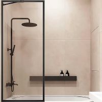 Шторка на ванну Veconi Palau 70 PL85B-70-01-C7 профиль Черный матовый стекло прозрачное — фото 2, Неподвижные шторки для ванной