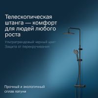 Душевая система AM.PM Like F0780422 с термостатом Черная матовая — фото 3, Душевые стойки