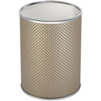 Ведро для мусора Geralis M-RBH-B Ромб Бежевое темное, кант Хром, 3 л — фото 1, Мусорные ведра