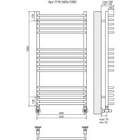 Водяной полотенцесушитель Terminus Арт П16 500х1000 4670078513380 Хром, нижнее подключение, G 1/2" ВР, с комплектом вентилей — фото 4, Водяные полотенцесушители