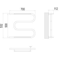 Товар: Водяной полотенцесушитель Terminus М-образный с/п (1) 500x700 4620768880353 с полкой Хром, боковое подключение, G 1" НР - фото 3 Водяной полотенцесушитель Terminus М-образный с/п (1) 500x700 4620768880353 с полкой Хром, боковое подключение, G 1" НР — фото 3, Водяные полотенцесушители