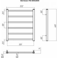 Водяной полотенцесушитель Terminus Ватикан П6 500x600 4670078544025 Хром, нижнее подключение, G 1/2" ВР — фото 4, Водяные полотенцесушители