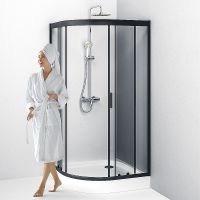 Душевой уголок AM.PM Gem 100х100 W90G-401-100BT профиль Черный матовый стекло прозрачное — фото 6, Душевые уголки четверть круга